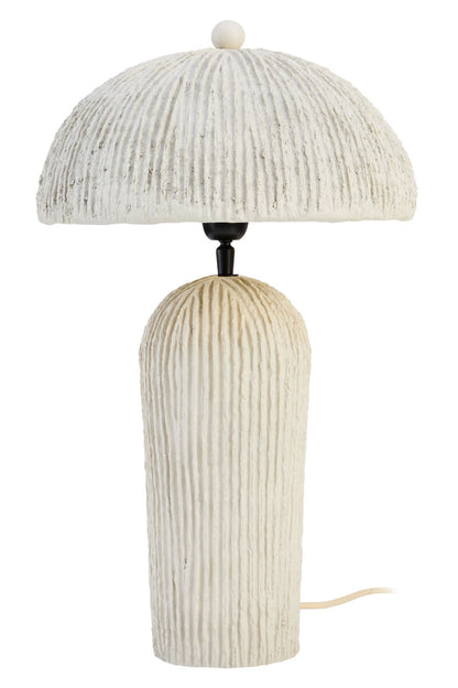 Oatmeal Etched Linear Design Papier Mache Domed Table Lamp | Carta