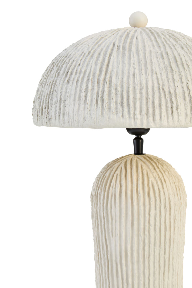 Oatmeal Etched Linear Design Papier Mache Domed Table Lamp | Carta