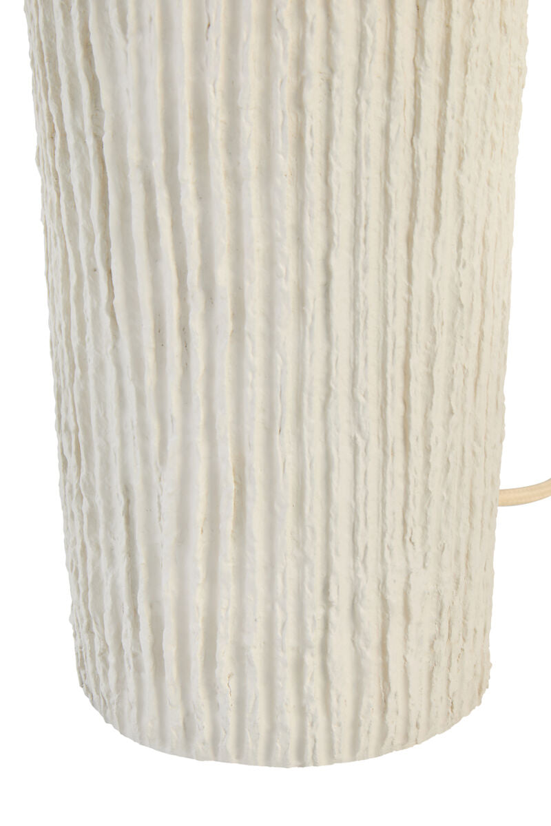 Oatmeal Etched Linear Design Papier Mache Domed Table Lamp | Carta