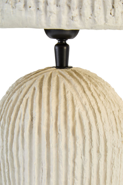 Oatmeal Etched Linear Design Papier Mache Domed Table Lamp | Carta