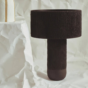 Carta Black Etched Linear Design Papier Mache Table Lamp