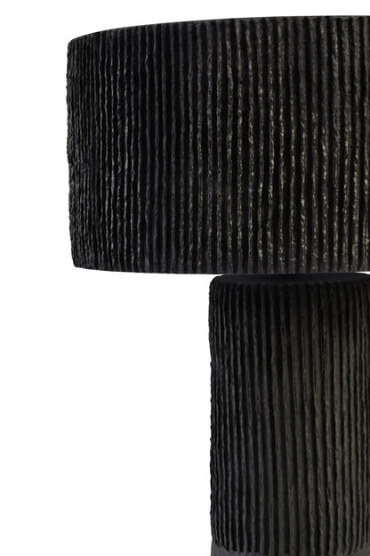 Carta Black Etched Linear Design Papier Mache Table Lamp