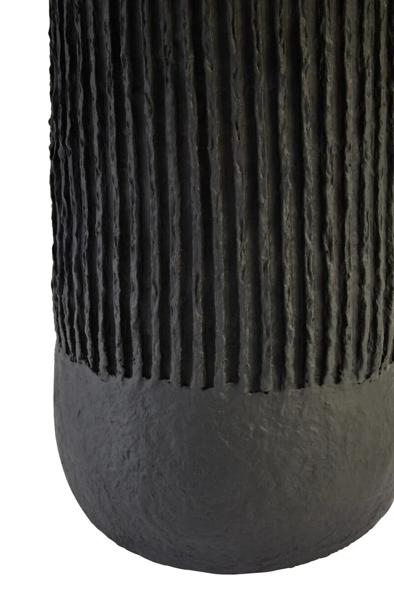 Carta Black Etched Linear Design Papier Mache Table Lamp