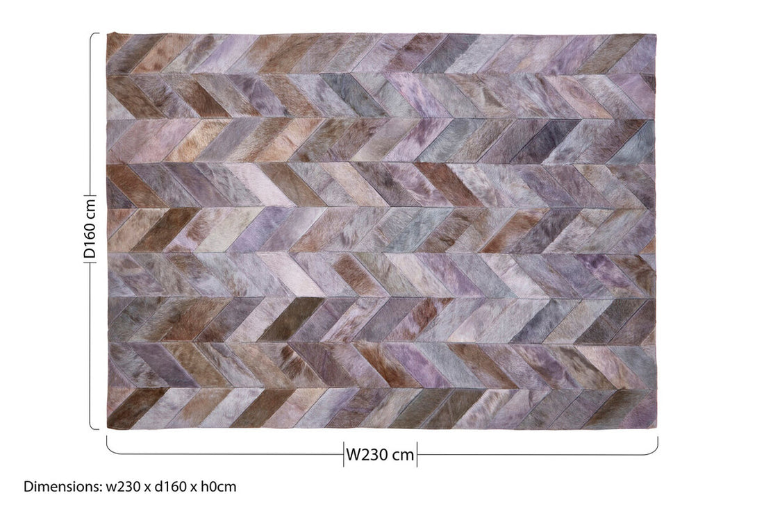Bosie Safira Large Grey Hair on Leather Chevron Patchwork Rug - Image 10
