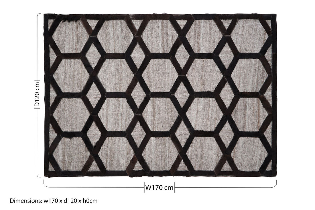 Bosie Safira Small Grey Rug with Black Hair on Leather - Image 6