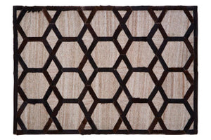 Bosie Large Grey Rug with Black Hair on Leather | Safira