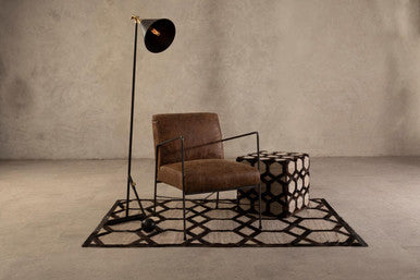 Bosie Safira Large Grey Rug with Black Hair on Leather - Image 4