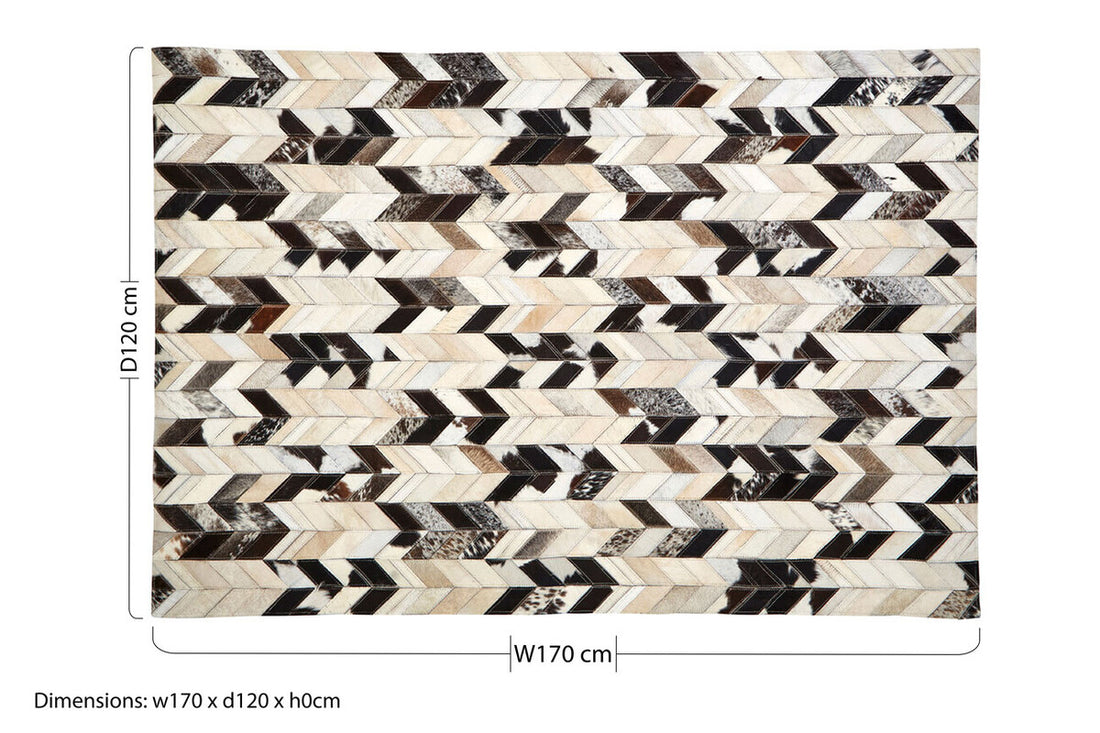 Bosie Safira Small Hair on Leather Chevron Patchwork Rug - Image 8