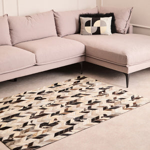 Bosie Small Hair on Leather Chevron Patchwork Rug | Safira