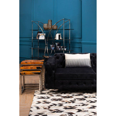Bosie Safira Small Hair on Leather Chevron Patchwork Rug