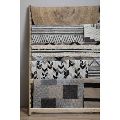 Bosie Safira Small Hair on Leather Chevron Patchwork Rug - Image 5