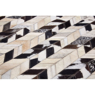 Bosie Safira Small Hair on Leather Chevron Patchwork Rug - Image 7