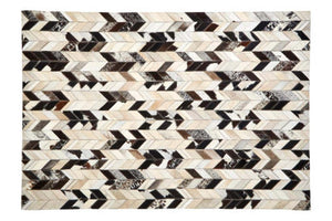 Bosie Safira Large Hair on Leather Chevron Patchwork Rug