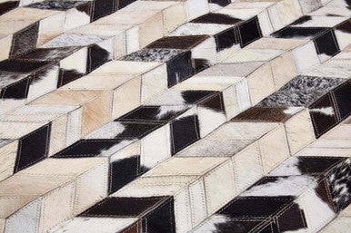 Bosie Safira Large Hair on Leather Chevron Patchwork Rug