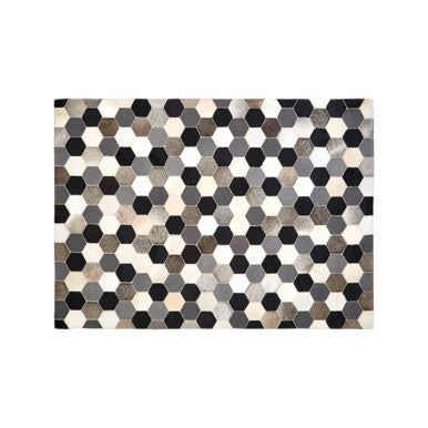 Bosie Safira Small Hair on Leather Hexagon Patchwork Rug - Image 4