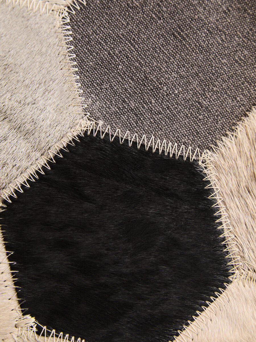 Bosie Safira Large Hair on Leather Hexagon Patchwork Rug - Image 13