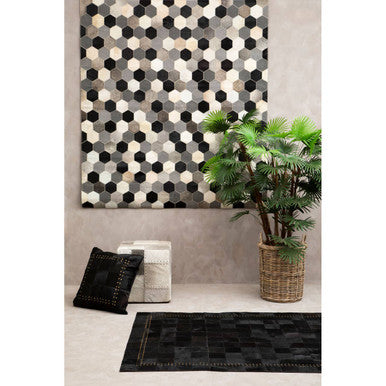 Bosie Safira Large Hair on Leather Hexagon Patchwork Rug - Image 6