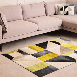 Bosie Safira Small Abstract Hair on Leather Patchwork Rug