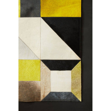 Bosie Safira Small Abstract Hair on Leather Patchwork Rug