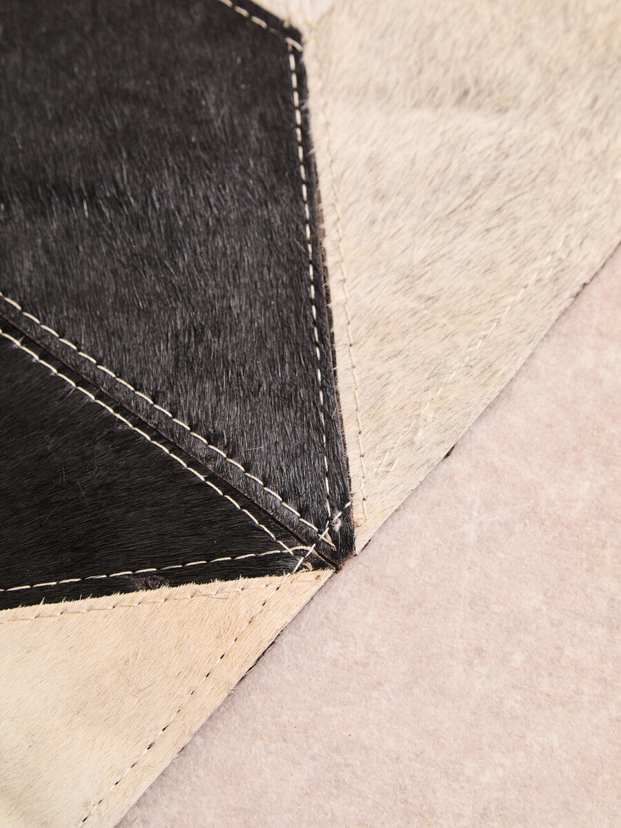 Bosie Safira Small Abstract Hair on Leather Patchwork Rug - Image 7