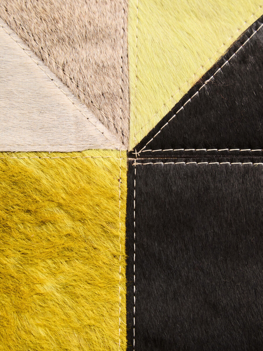 Bosie Safira Small Abstract Hair on Leather Patchwork Rug - Image 8