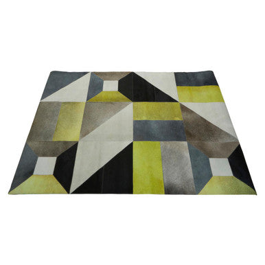 Bosie Safira Large Abstract Hair on Leather Patchwork Rug