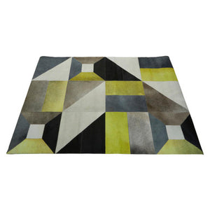 Bosie Safira Large Abstract Hair on Leather Patchwork Rug