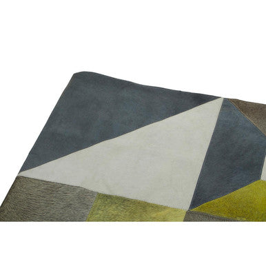 Bosie Safira Large Abstract Hair on Leather Patchwork Rug
