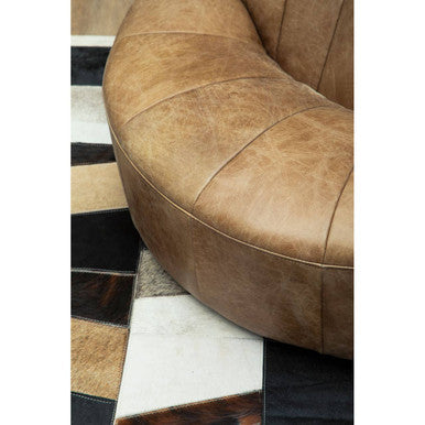 Bosie Safira Small Geometric Striped Hair on Leather Patchwork Rug - Image 6