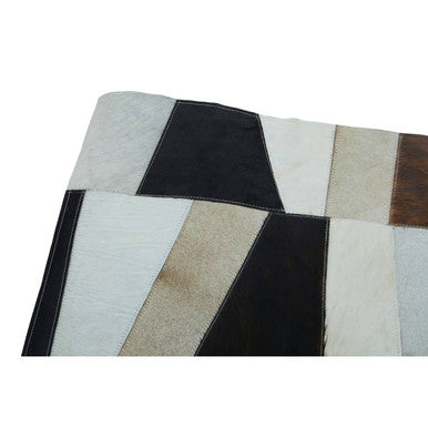 Bosie Safira Small Geometric Striped Hair on Leather Patchwork Rug - Image 10