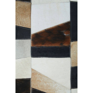 Bosie Safira Small Geometric Striped Hair on Leather Patchwork Rug - Image 11