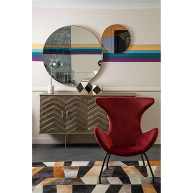 Bosie Safira Large Geometric Striped Hair on Leather Patchwork Rug - Image 5