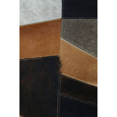 Bosie Safira Large Geometric Striped Hair on Leather Patchwork Rug - Image 9