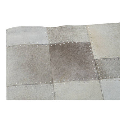 Bosie Safira Small Grey Hair on Leather Patchwork Rug - Image 5