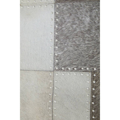 Bosie Safira Small Grey Hair on Leather Patchwork Rug