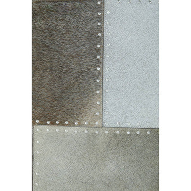 Bosie Safira Large Grey Hair on Leather Patchwork Rug - Image 6
