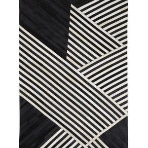 Bosie Small Black and White Hair on Leather Rug | Safira