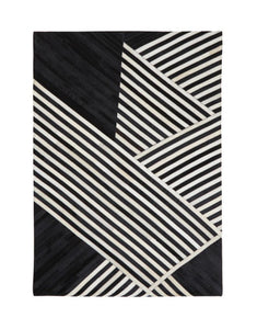 Bosie Safira Small Black And White Hair on Leather Rug