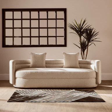 Bosie Safira Small Black And White Hair on Leather Rug - Image 4