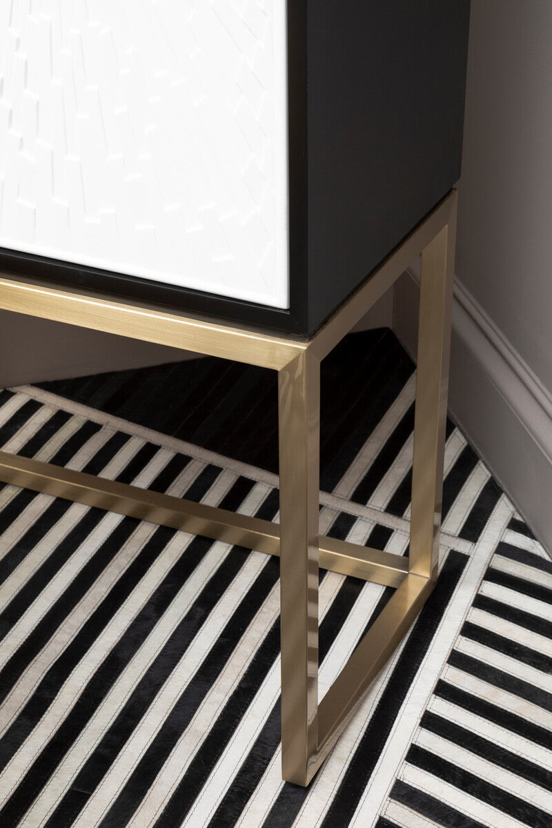 Bosie Safira Small Black And White Hair on Leather Rug - Image 5