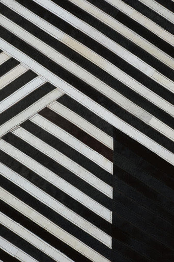 Bosie Safira Small Black And White Hair on Leather Rug