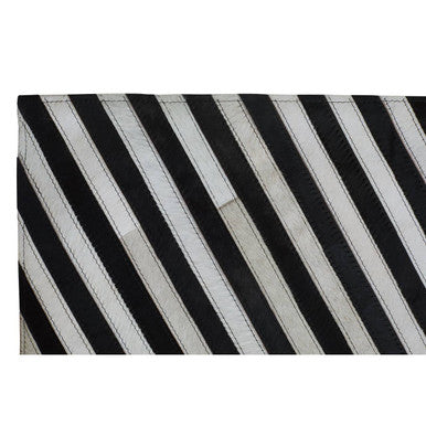 Bosie Safira Large Black And White Hair on Leather Rug - Image 4