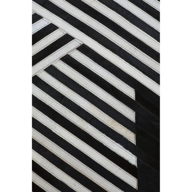 Bosie Safira Large Black And White Hair on Leather Rug - Image 9