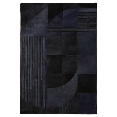 Bosie Safira Large Deco Black And Grey Hair on Leather Rug - Image 10