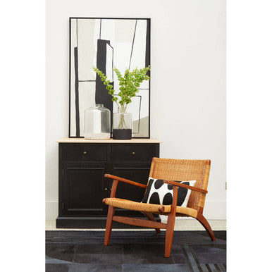 Bosie Safira Large Deco Black And Grey Hair on Leather Rug