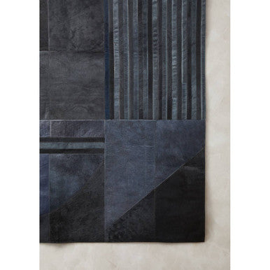 Bosie Safira Large Deco Black And Grey Hair on Leather Rug - Image 8