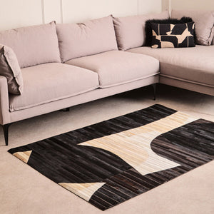 Bosie Small Abstract Hair on Leather Rug | Safira