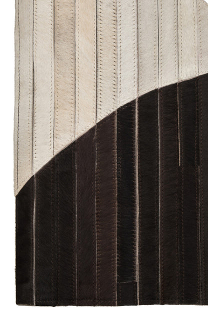 Bosie Safira Large Abstract Hair On Leather Rug