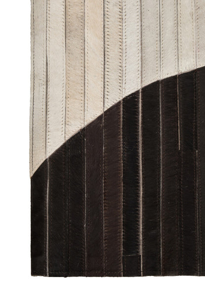 Bosie Safira Large Abstract Hair On Leather Rug