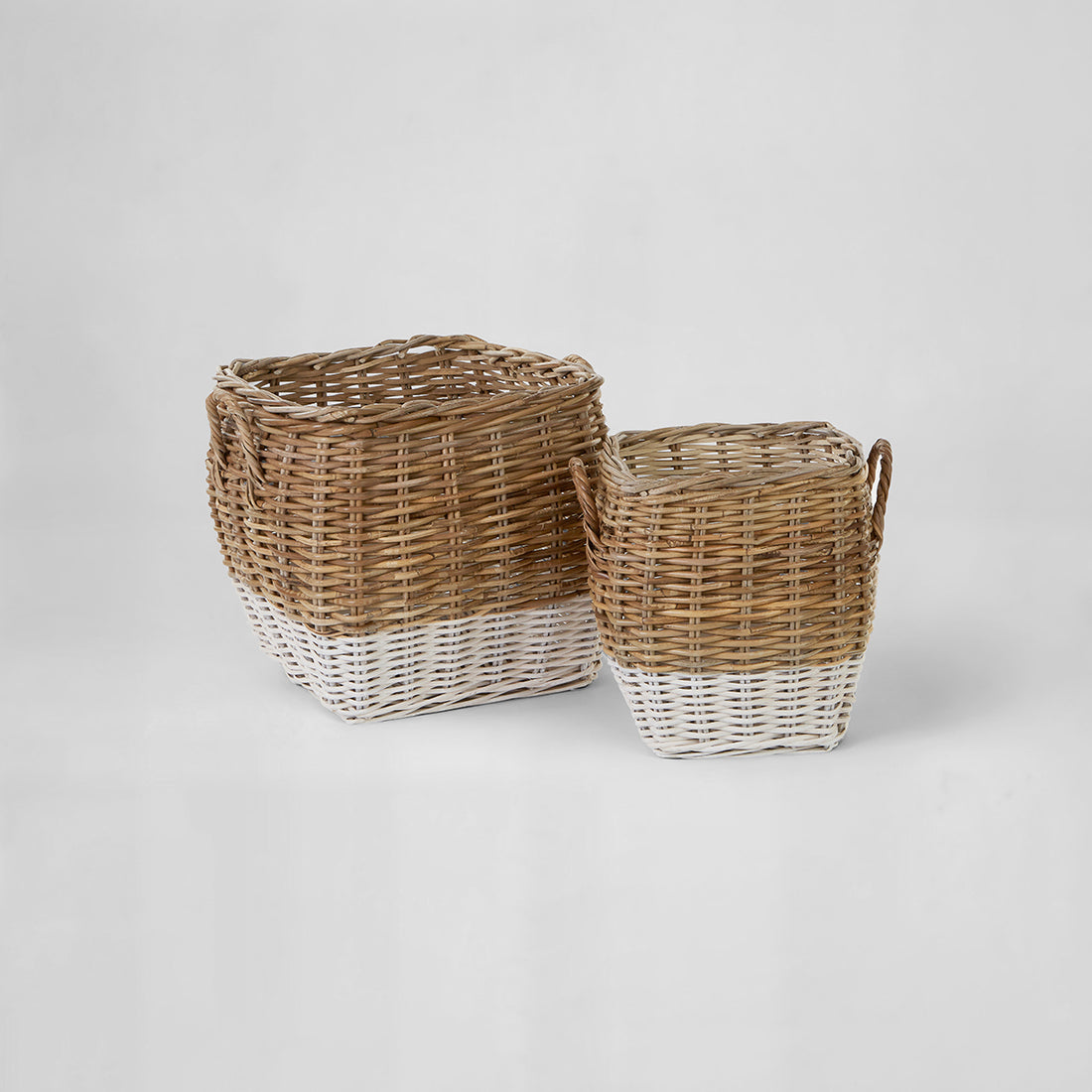 Hampstead Set of Two Natural Rattan Square Storage Baskets